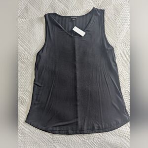 ANN TAYLOR Factory Black Tank Top V Neck Large Sleeveless NWT $40